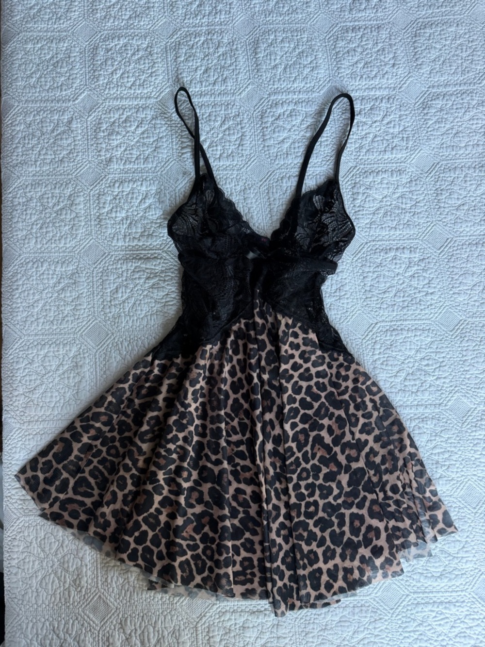Avid Love Lace Bodice Leopard Print Slip Dress
